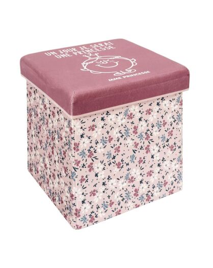Coffre pouf pliable madame princesse rose - 38x38 cm